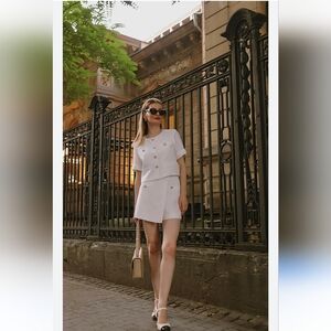 NWT GOELIA White Acetate Shorts Size M